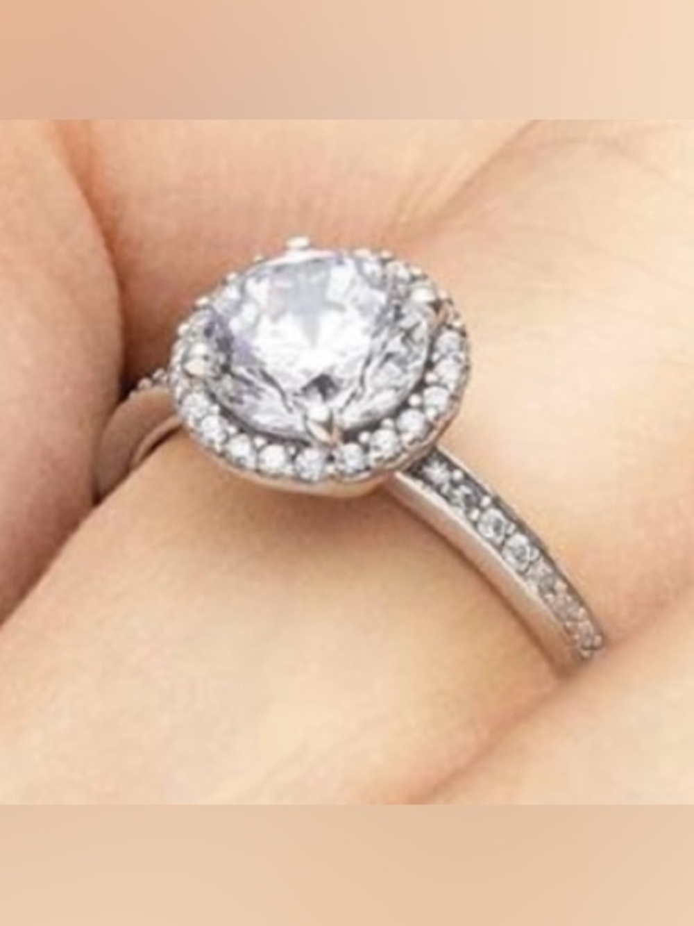 Pandora Silver Round Halo Ring with Clear Stones